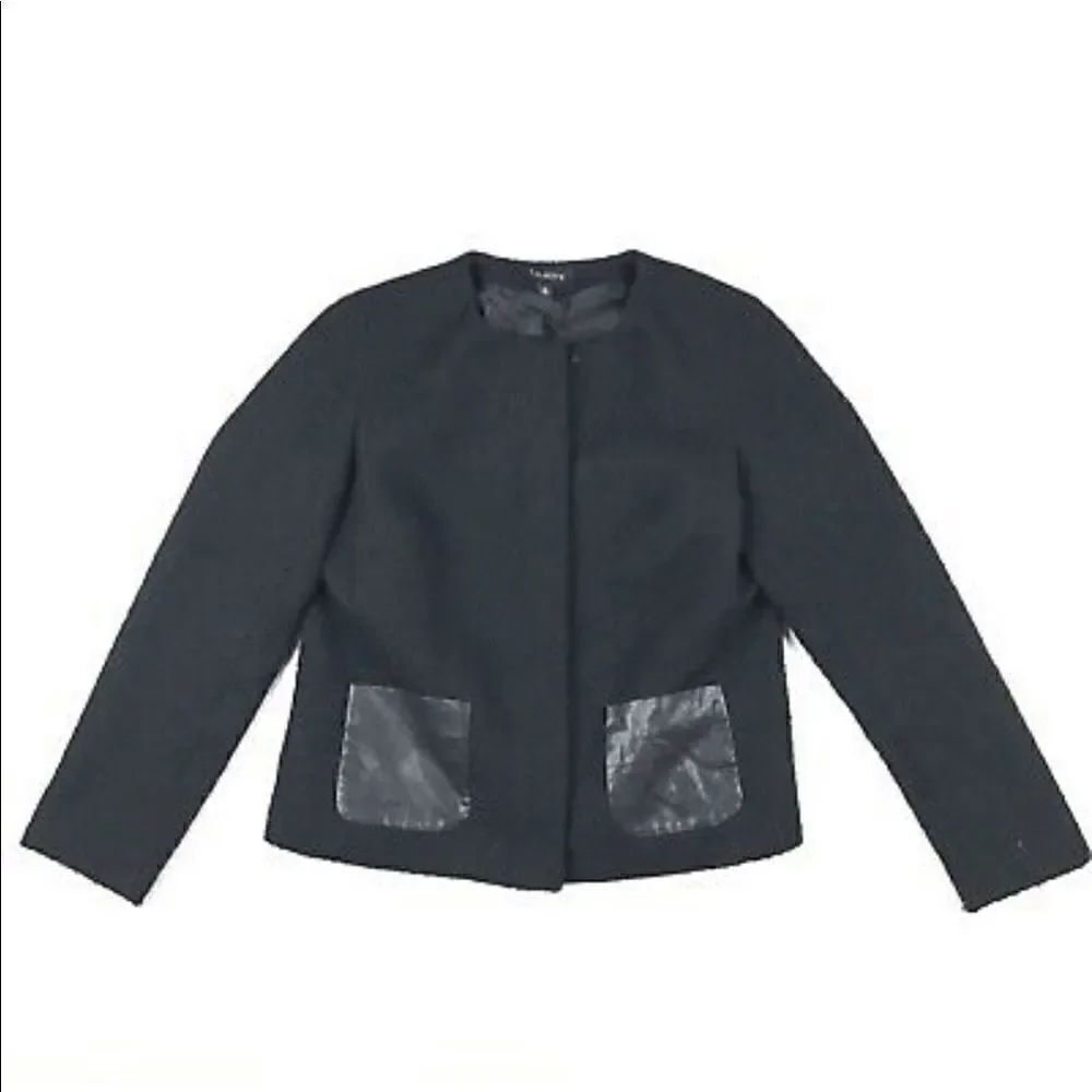 nwt Talbots tweed boucle faux leather blazer sz 6